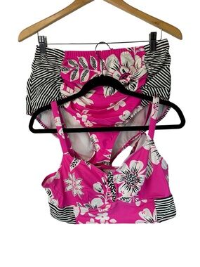 Torrid Carissa Floral Bikini Set Pink Wireless Lace Up Swimwear Plus 2